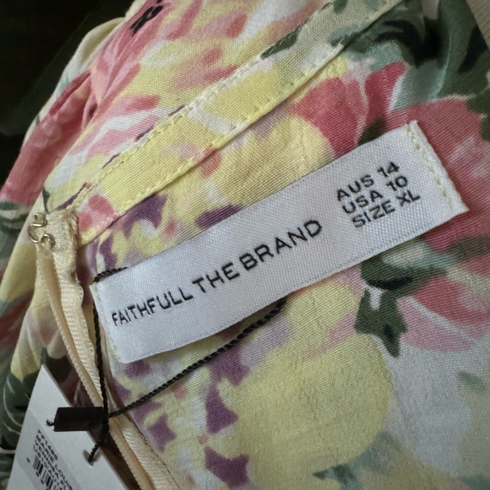 Faithfull The Brand Marie Louise Midi Dress In Vennisa Floral Yellow XL US 10 - Picture 16 of 16